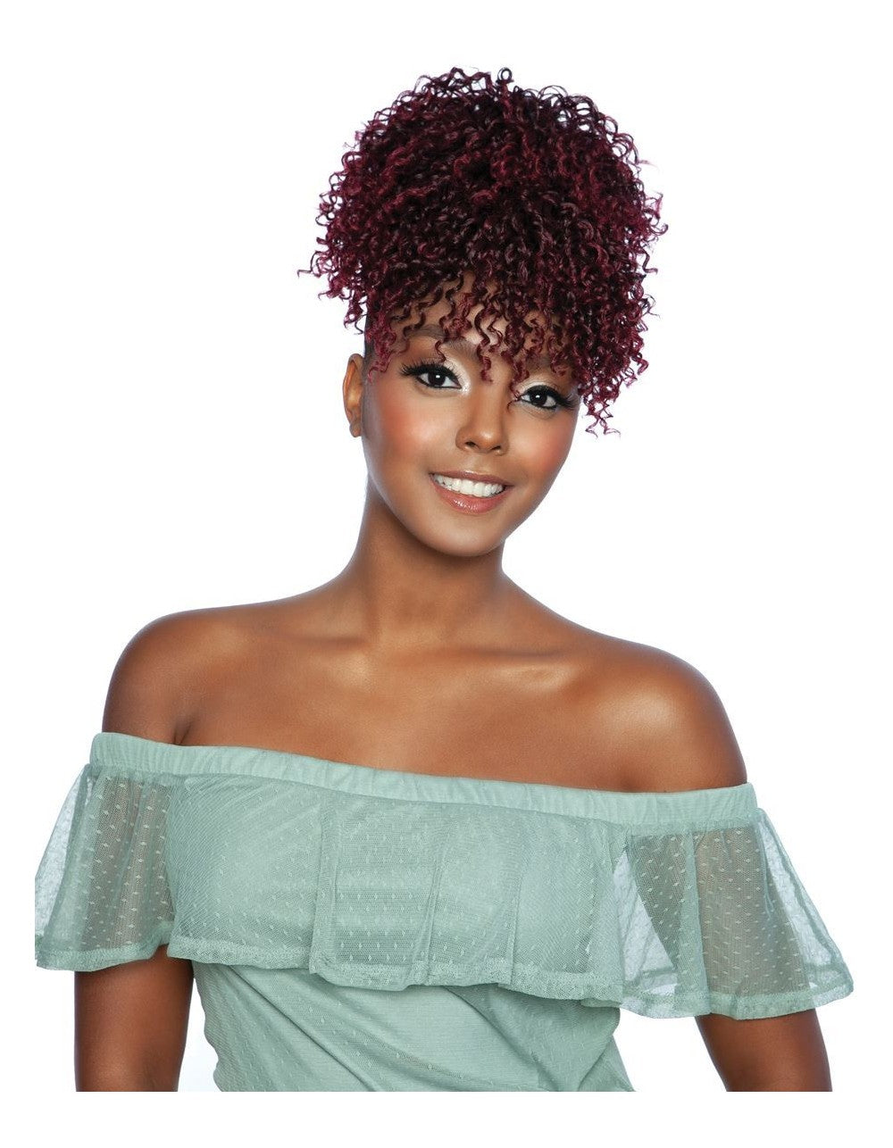 Curly Bang & Puff Drawstring Ponytail